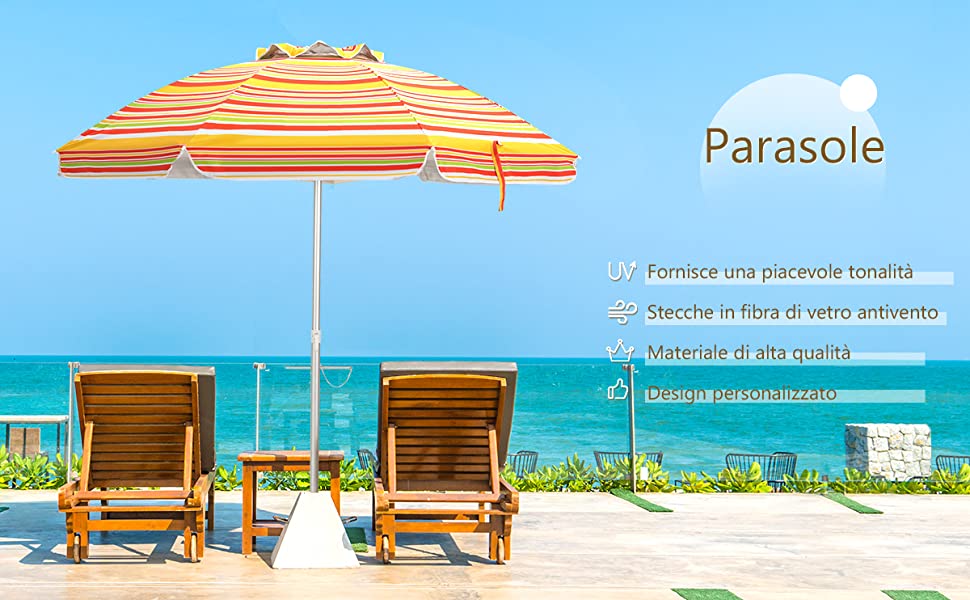 Relaxdays Punta per Ombrellone Spiaggia, Picchetto 40-52mm da Piantare nel  Terreno, Plastica, Portaombrellone Mare, Nero