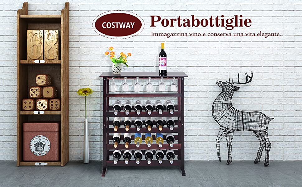 Costway Portabottiglie vino da parete in metallo antiruggine