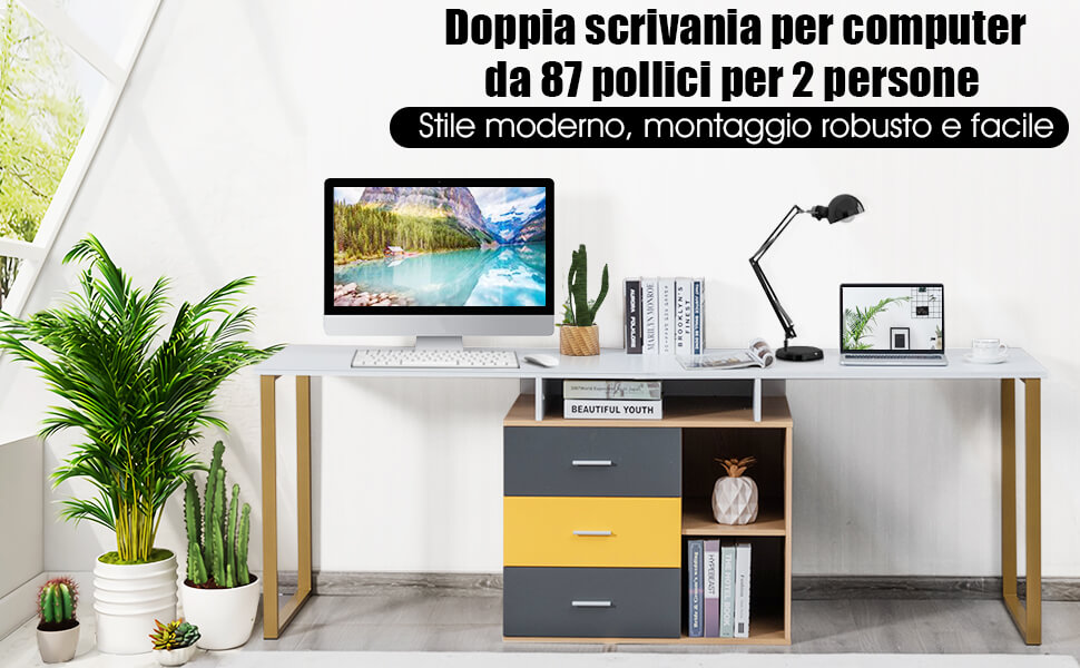 Tribesigns Scrivania per Computer con Ripiani e supporto monitor, Tavolo da  Studio PC Scrivania in Legno, per Casa Ufficio Soggiorno (Marrone Vintage)