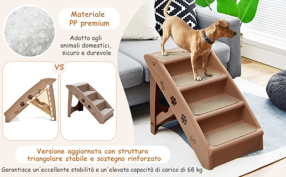 Scaletta per Cani e Gatti Pieghevole 3 Gradini Antiscivolo 49x38x38 cm in  Polipropilene Beige – acquista su Giordano Shop