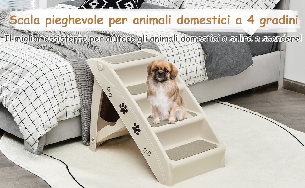 Tosca Scaletta pieghevole in plastica con 3 gradini per animali domestici