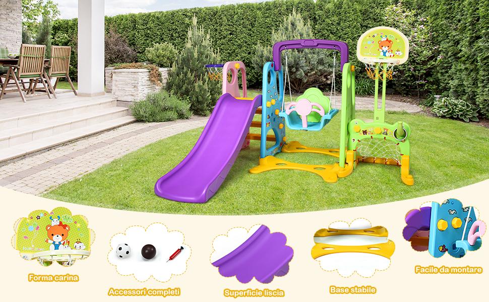 Set giochi per bambino da giardino:Altalena-Scivolo-Cavalluccio pi�  Arrampicata, Giochi e Tempo Libero
