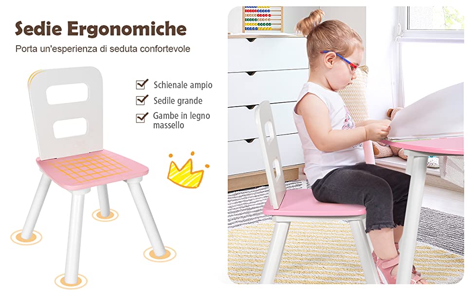 Costway 3 in 1 Tavolo attività rotondo per bambini con più di 3 anni con 2  sedie e 300 costruzioni, 57x43cm Multicolore