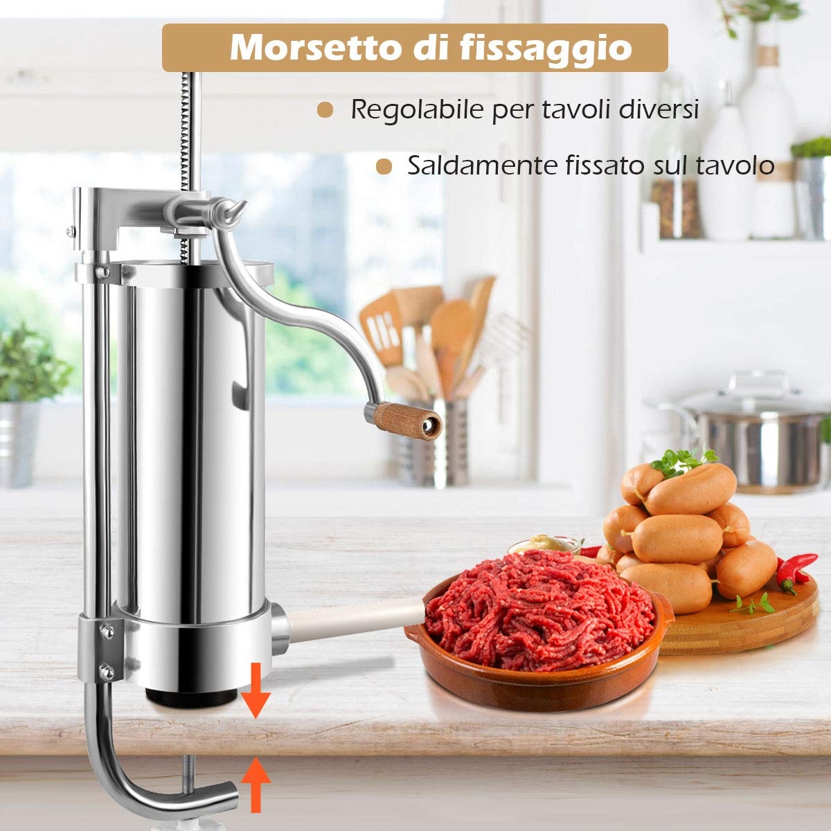 COSTWAY 3,6L Insaccatrice per Salsiccia Macchina Manuale in