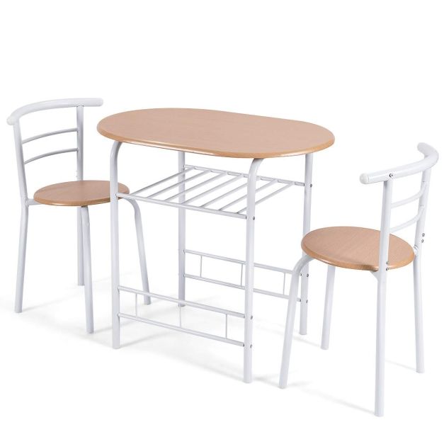 Set tavolo e sedie imbottite da cucina 5 pezzi, Tavolo rettangolare 107 cm con  sedie per 4 persone Marrone - Costway