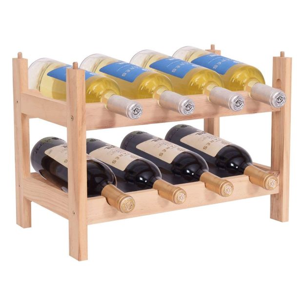 Cantinetta vino in legno, 33x24x39 cm, a 3 ripiani da 3 slot
