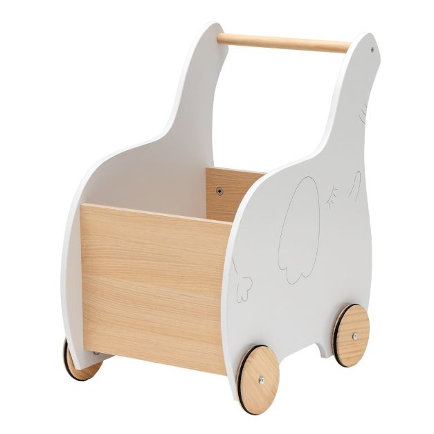 Carrello portagiochi in legno con ruote in gomma, Primi Passi regalo ideale  per bambini bambine 1-3 anni 2 Colori