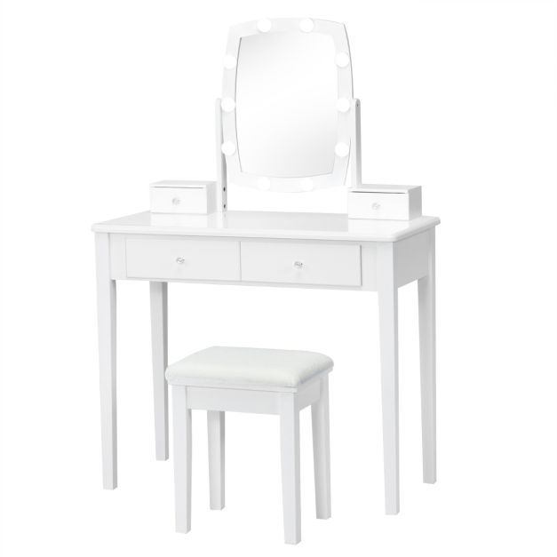 Set tavolo da trucco per camera da letto bianco scrivania per trucco a  specchio a LED