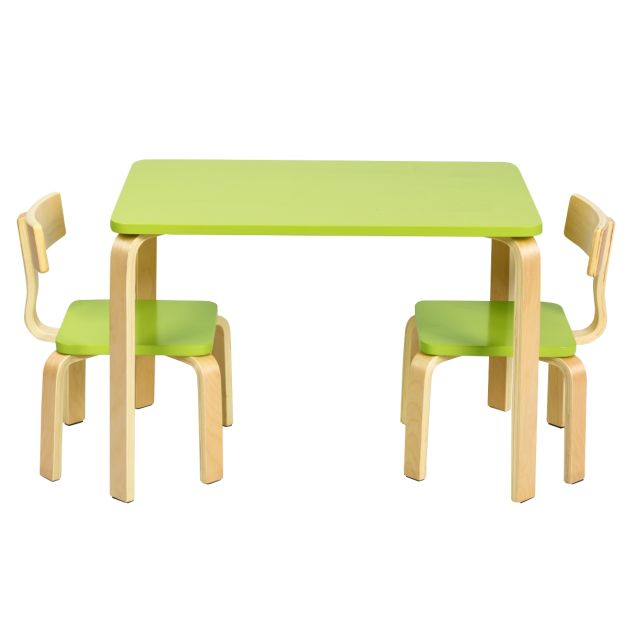 Set tavolo e 2 sedie di legno per bambini per casa asilo e aule