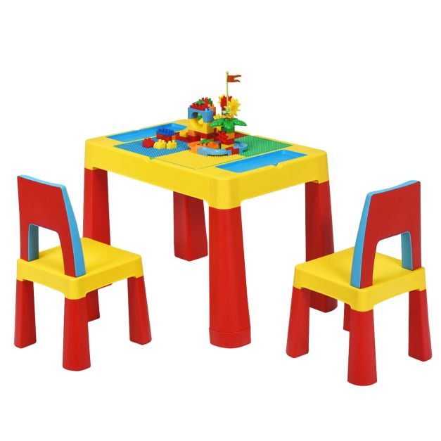 Tavolo attività 3 in 1 per bambini, Set tavolo attività e 2 sedie