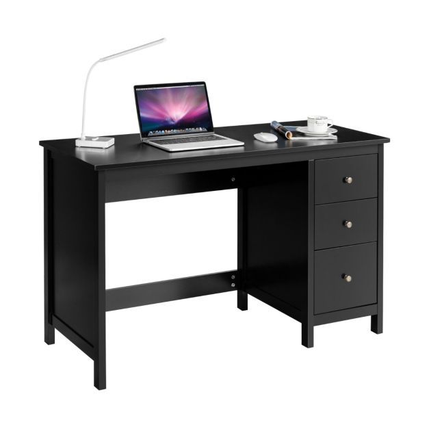 Scrivania per computer da ufficio con cassetti Tavolo porta pc in legno con  supporto per tastiera 120x55x85cm Nero - Costway