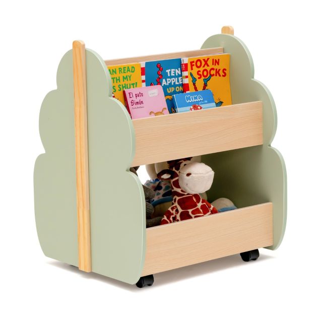 Libreria in legno per bambini con organizzatore di libri, Scaffale di  stoccaggio a 2 livelli 52x46x62,5cm Verde - Costway