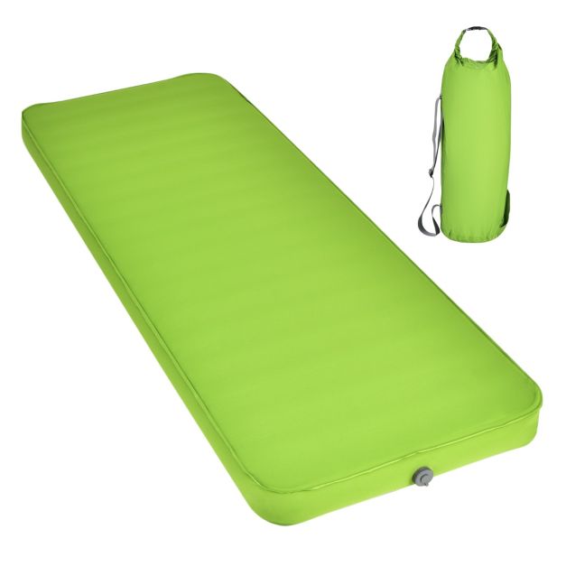 Materasso ad aria compatto e leggero per campeggio, Tappetino gonfiabile  impermeabile con borsa di trasporto Verde - Costway