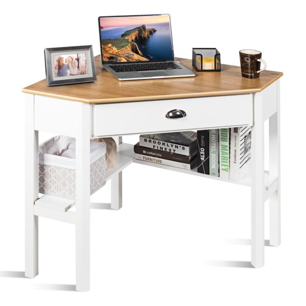 Scrivania mobile per computer laptop tavolo pc portatile con cassetto da  casa ufficio in legno salvaspazio