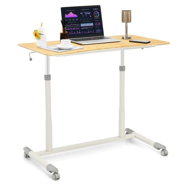 Tavolino Porta PC regolabile con ruote in legno Tavolo laptop