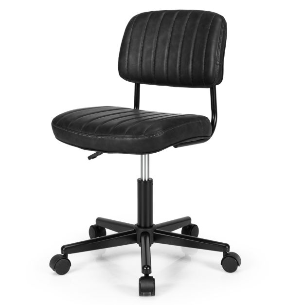 Sedia ergonomica da ufficio girevole con schienale, Sedia regolabile in  pelle PU senza braccioli con ruote Nero - Costway