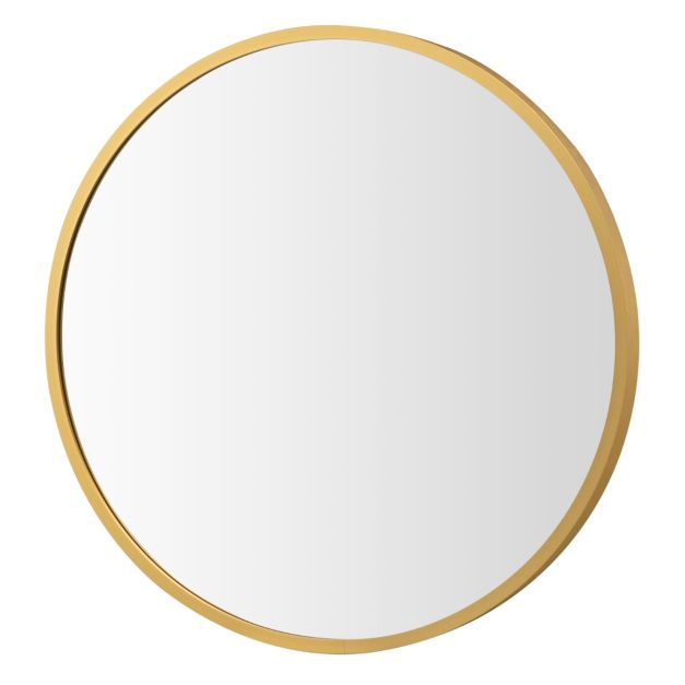 Specchio da Parete Rotondo, Specchio Rotondo Dorato con Cornice in Metallo,  per Camera da Letto, Ingresso