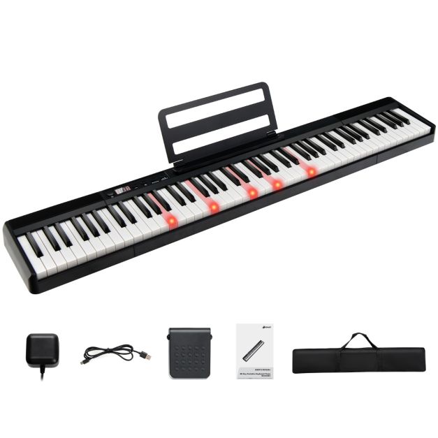Tastiera elettronica con 88 tasti borsa per la conservazione pedale di  risonanza, Pianoforte digitale portatile - Costway