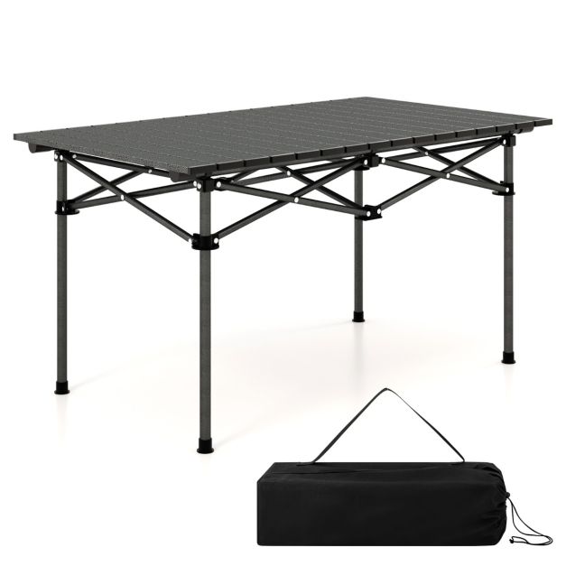 Tavolo pieghevole da campeggio picnic in alluminio nero