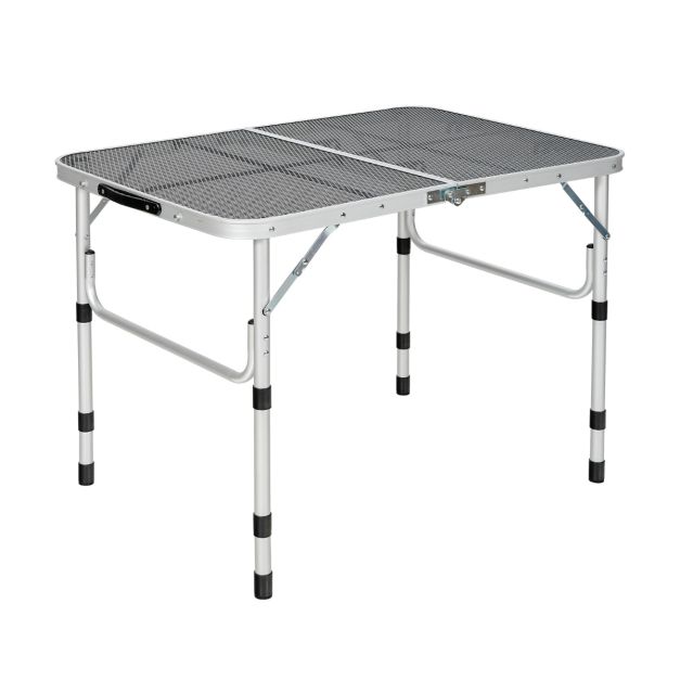 Tavolo pieghevole da campeggio in alluminio con superficie a rete, Tavolo  da picnic regolabile in 4 posizioni - Costway