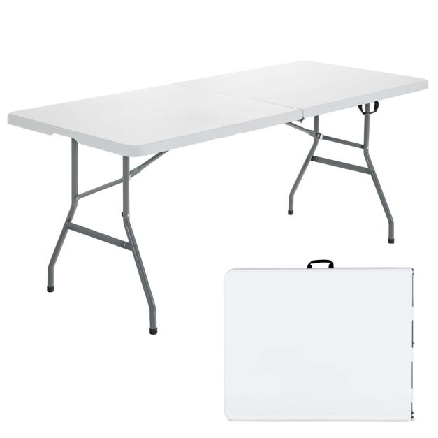 Tavolo pieghevole da campeggio portatile e leggero con maniglia telaio in  acciaio, Tavolo multiuso Bianco - Costway