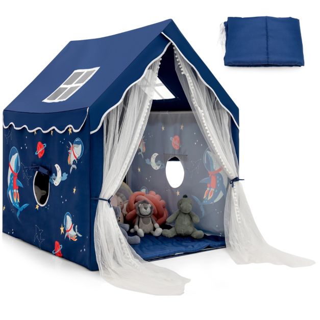 Tenda da gioco con tappetino imbottito rimovibile, Casetta per bambini per  interno 121 cmx105cmx137cm Blu/Rosa - Costway