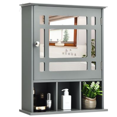 Armadio di stoccaggio a parete per bagno, Organizzatore per armadio a  specchio 50cmx16cmx61cm Grigio - Costway