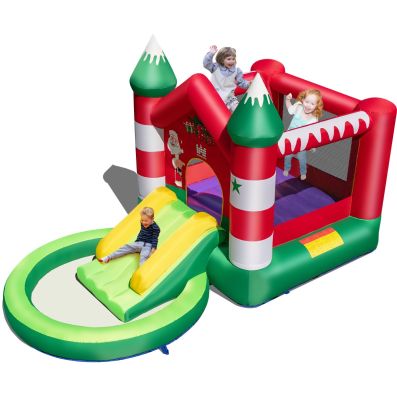 Castello gonfiabile per bambini con scivolo a tema natalizio borsa per il  traporto, Casa gigante gonfiabile - Costway