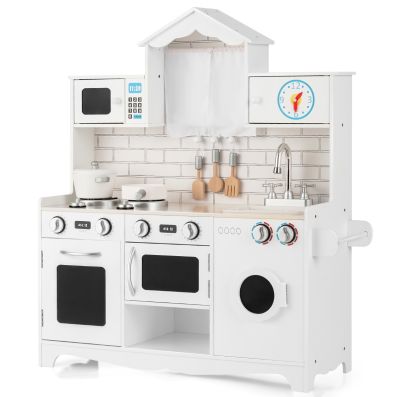 Cucina giocattolo per bambini in legno con lavatrice piano cottura, Set  giochi cucina realistica Bianco - Costway