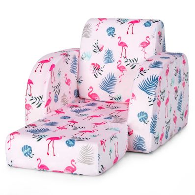 Divano comodo convertibile 3 in 1 per bambini, Divano letto ribaltabile con  sedile imbottito in schiuma Rosa - Costway