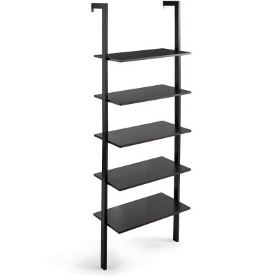 Libreria a 5 piani a parete in metallo da soggiorno, Scala porta oggetti  bagno 183x30x61cm Nero - Costway