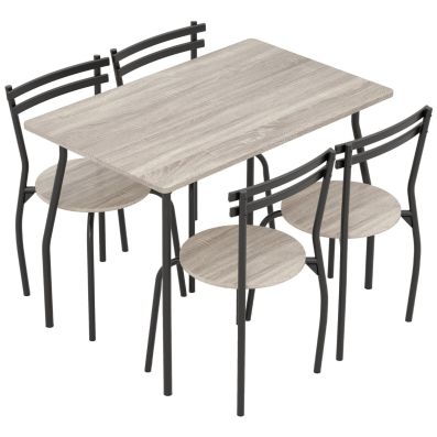 Set tavolo e sedie imbottite da cucina 5 pezzi, Tavolo rettangolare 107 cm con  sedie per 4 persone Marrone - Costway